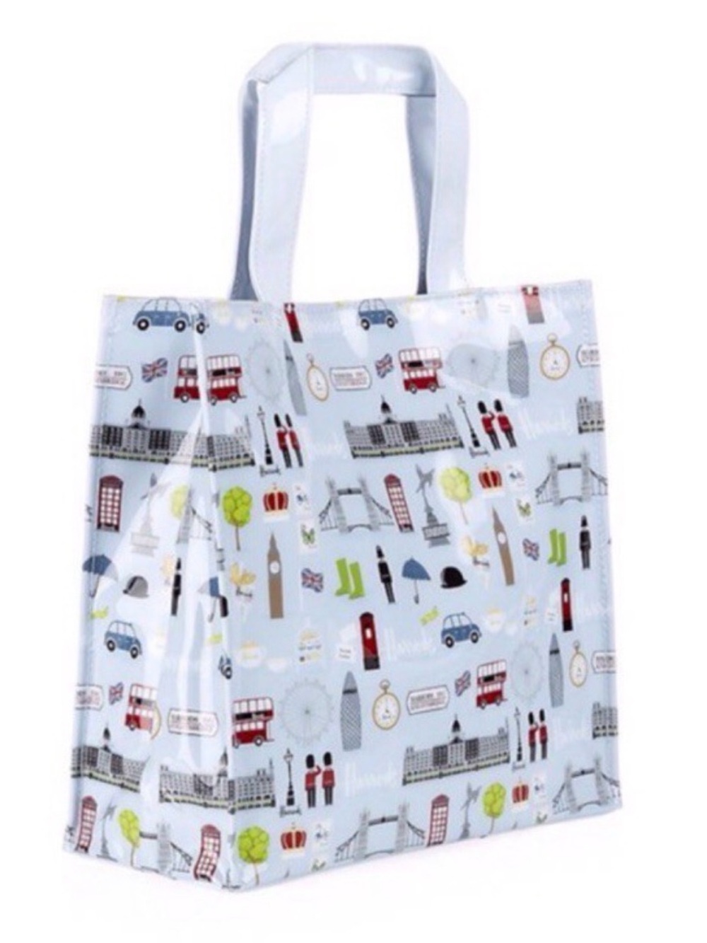 Harrods Light Blue London Print Tote Bag